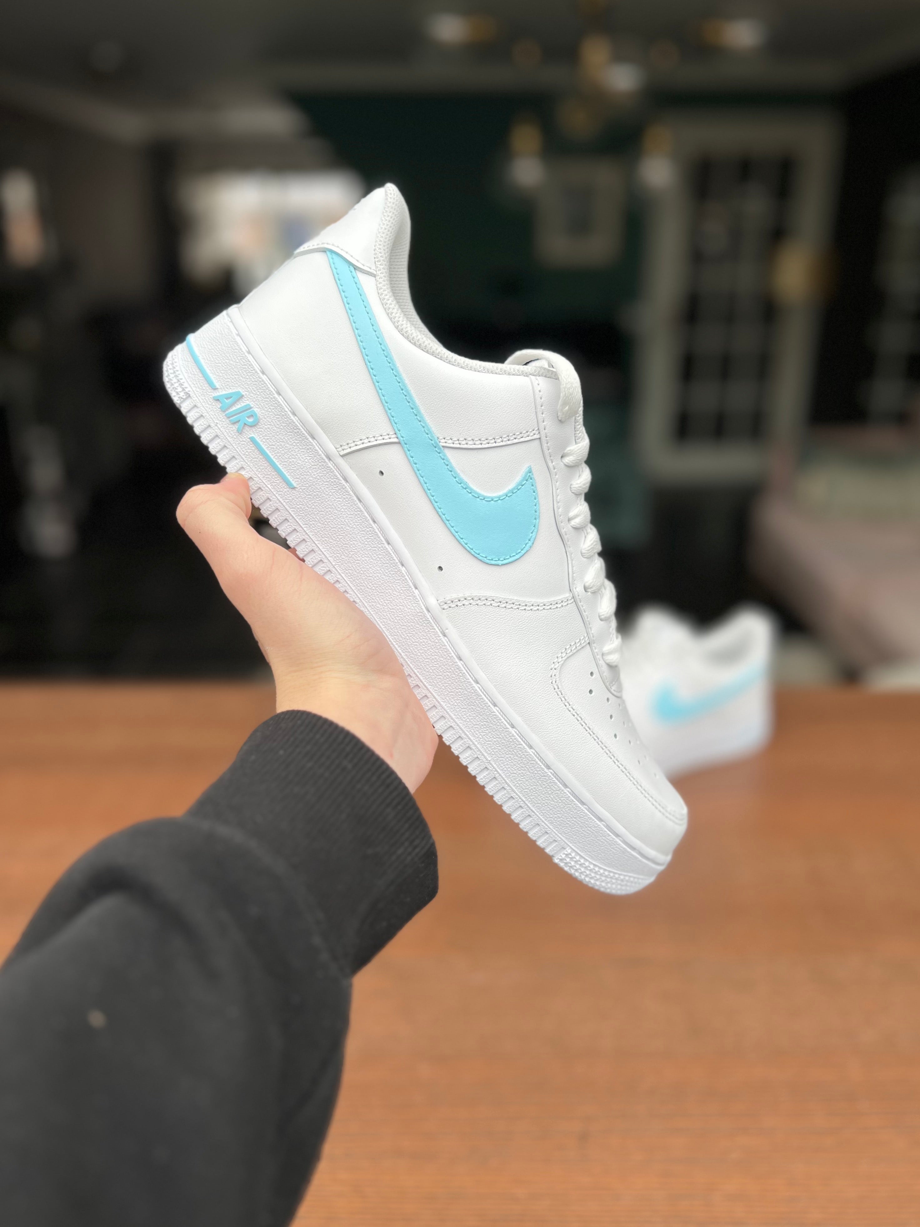 CUSTOM AF1 BABY BLUE SWOOSH. sebastiaancustoms