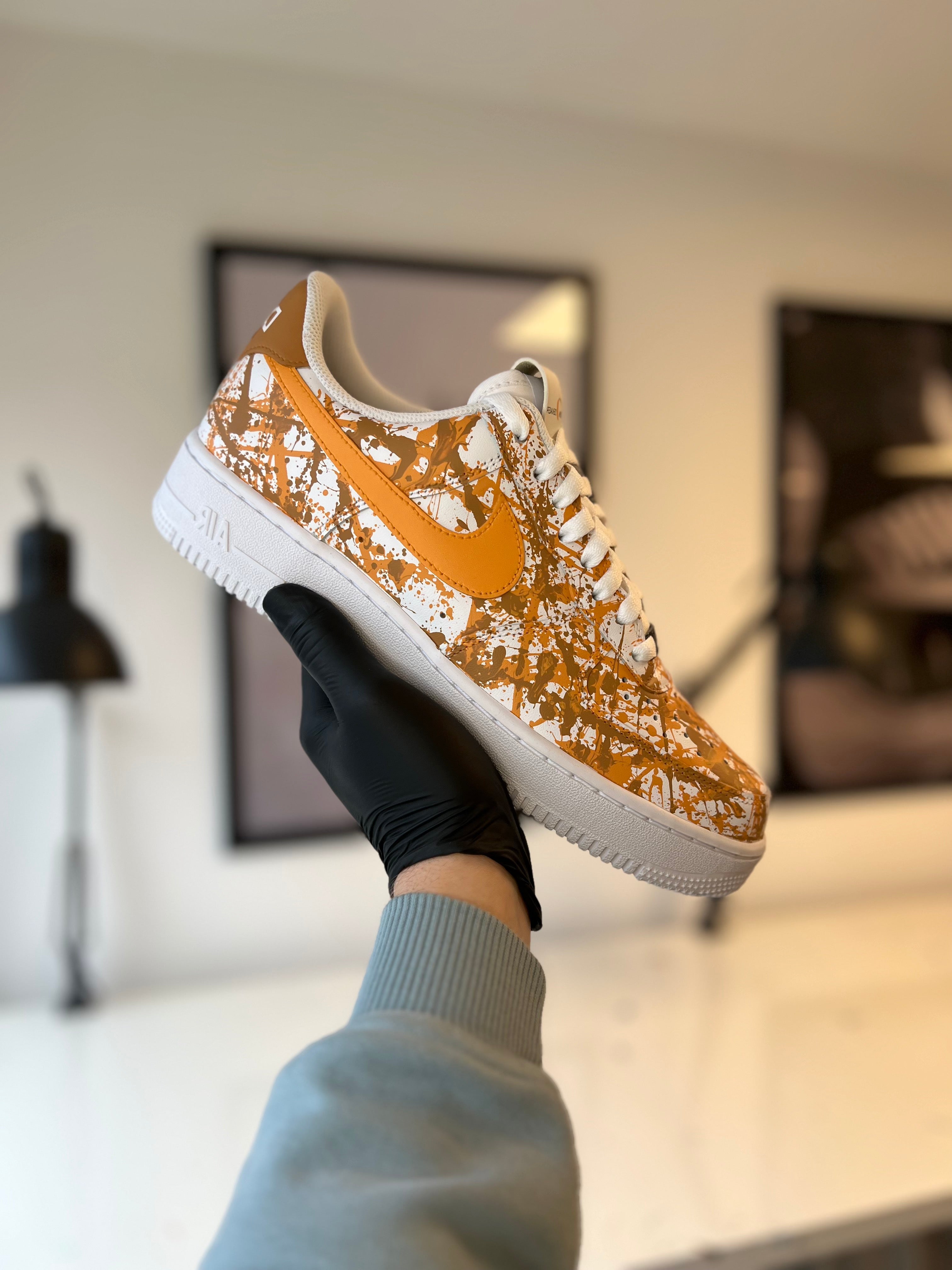 CUSTOM AF1 ORANGE PAINT SPLASH. – sebastiaancustoms