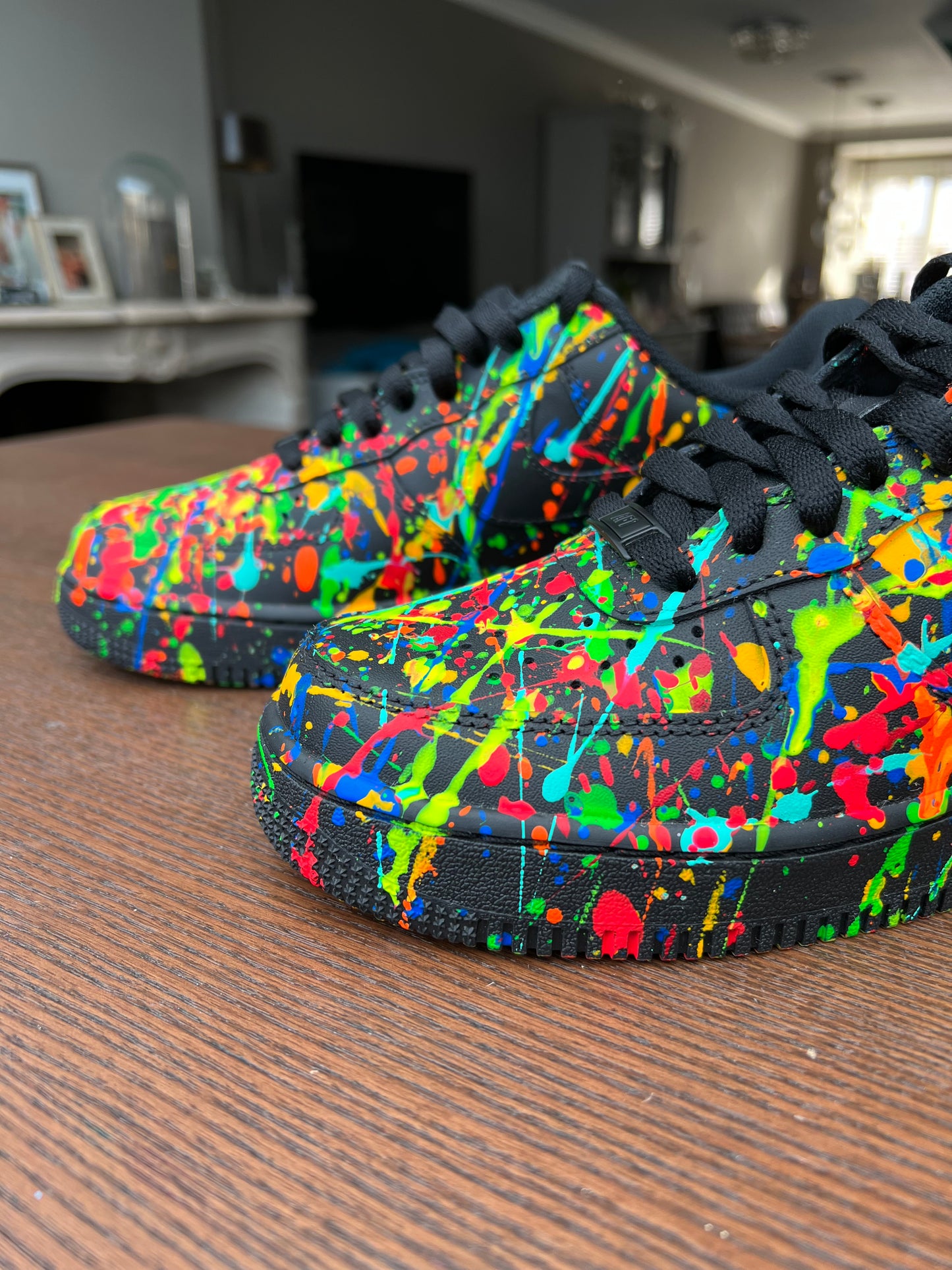 CUSTOM BLACK AF1 COLORFUL PAINT SPLASH.