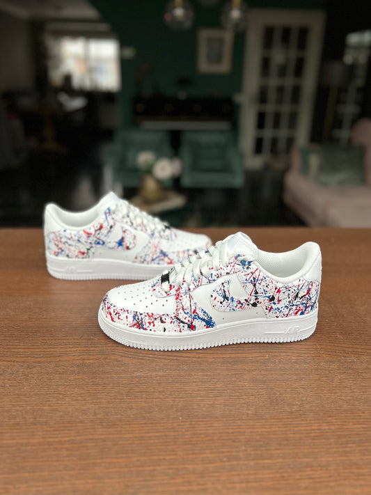 CUSTOM AF1 RED-BLUE PAINT SPLASH.