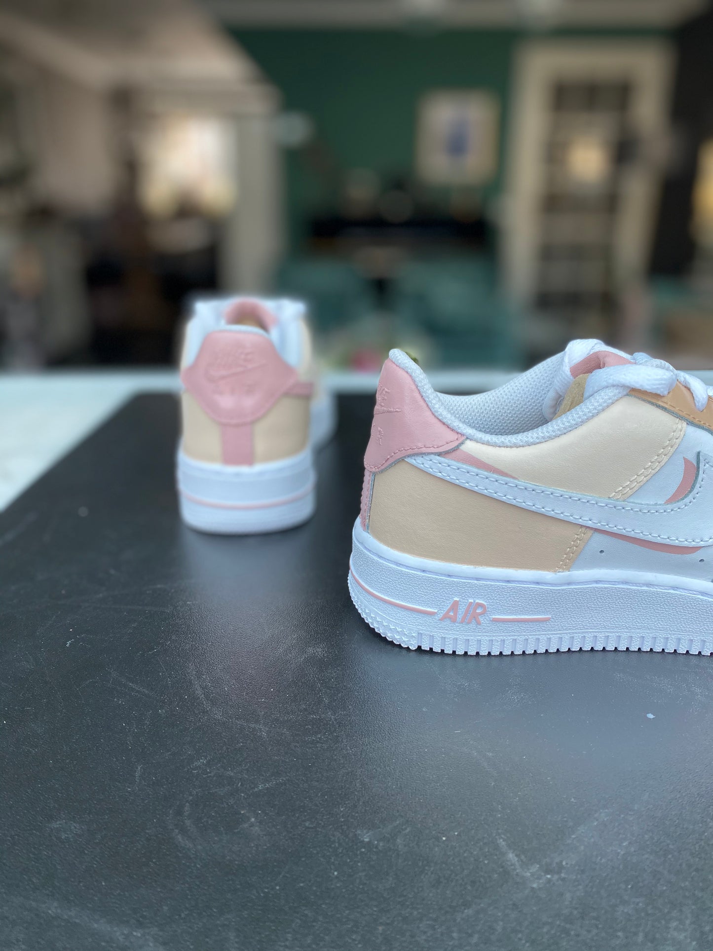 CUSTOM AF1 BEIGE PINK COLORWAY.