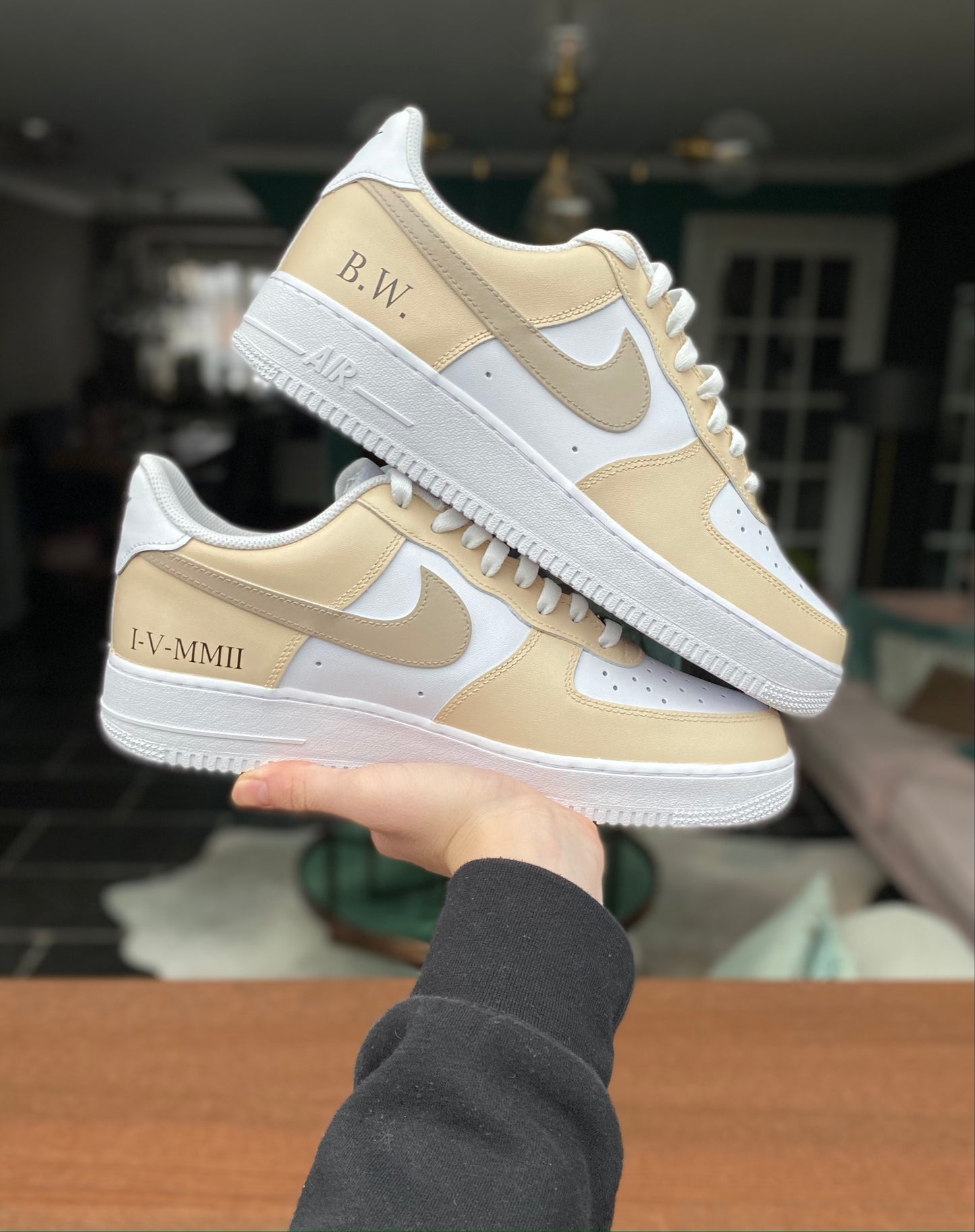 CUSTOM AF1 BEIGE COLORWAY.