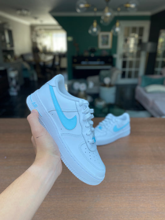 CUSTOM AF1 BABY BLUE SWOOSH.