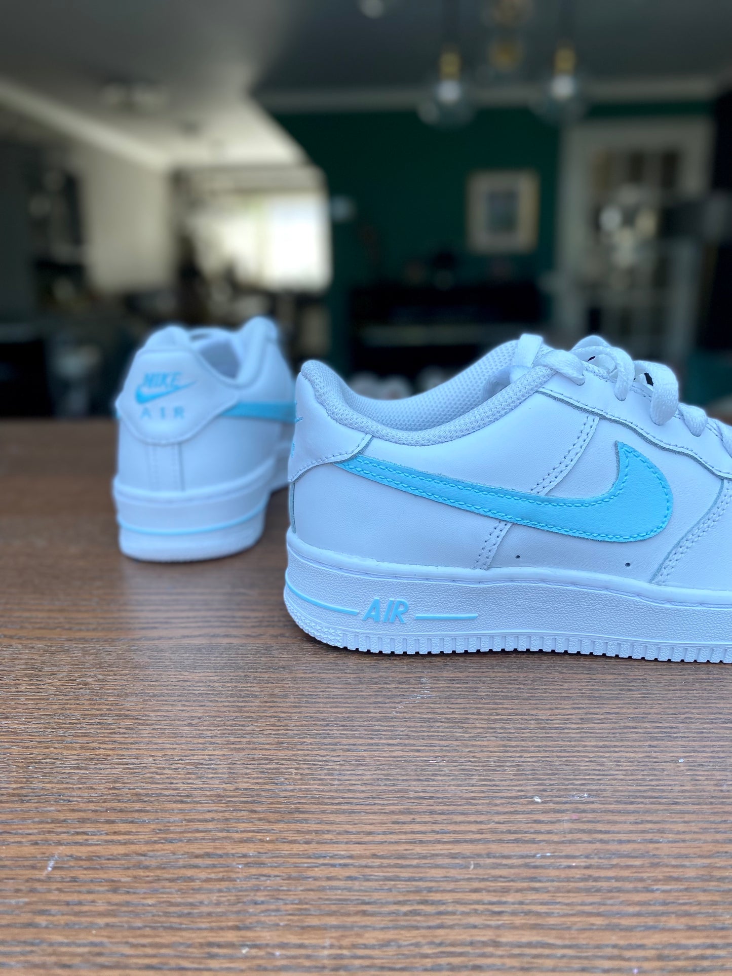 CUSTOM AF1 BABY BLUE SWOOSH.